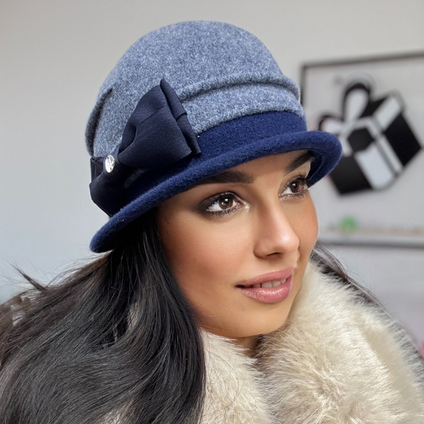 Palarie de dama moderna  MIRUNA 100% lana, marime universala D25.05.blue 01 made  Polonia [3]