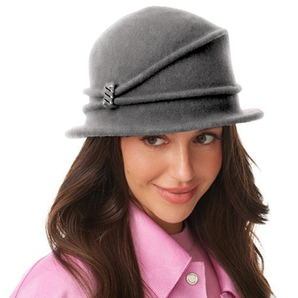 Palarie de dama moderna  MIRUNA 100% lana, marime universala D624.694 gri made  Polonia [1]