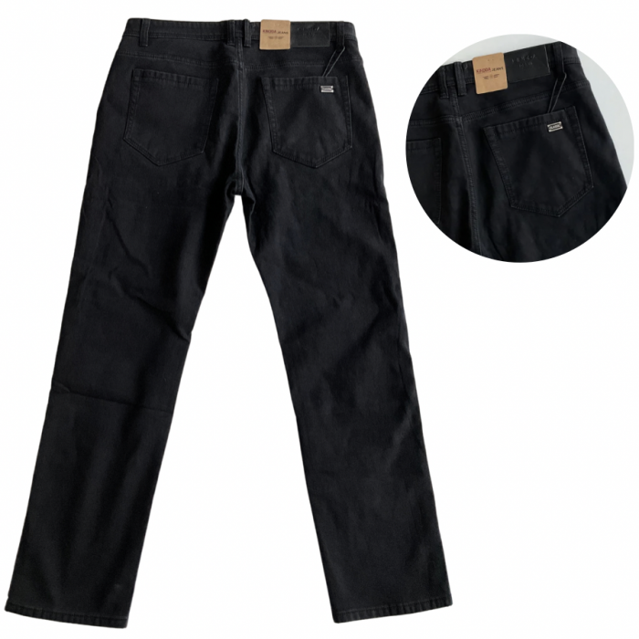Pantaloni barbati negri din tercot, serie mare batal, putin pufosi KN8914 [2]