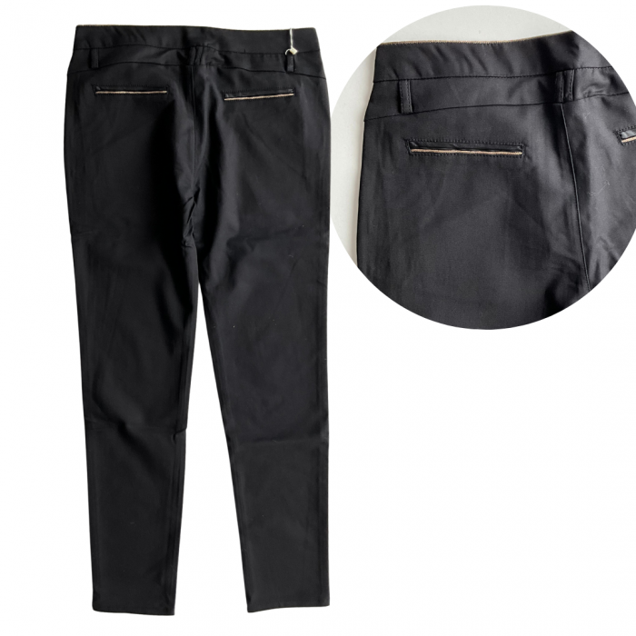 Pantaloni office negru cu dungi aurii, Maravis 82011B [2]
