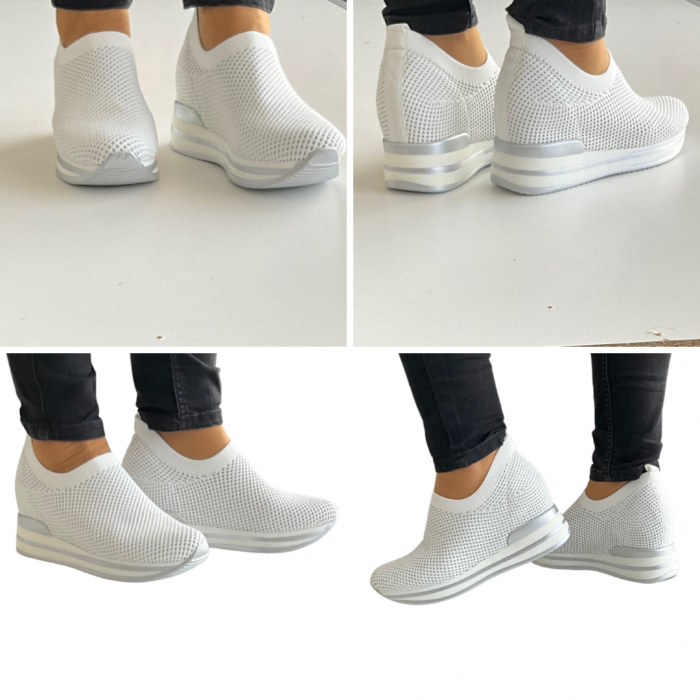 Pantofi sport de dama albi  cu platforma H0112 [2]