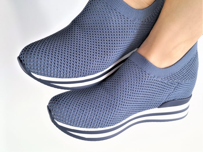 Pantofi sport de dama  albastri cu platforma H0112 [3]