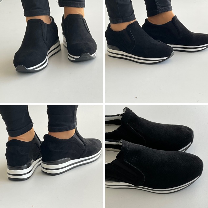 Pantofi sport de dama  negri cu platforma H01091N [2]