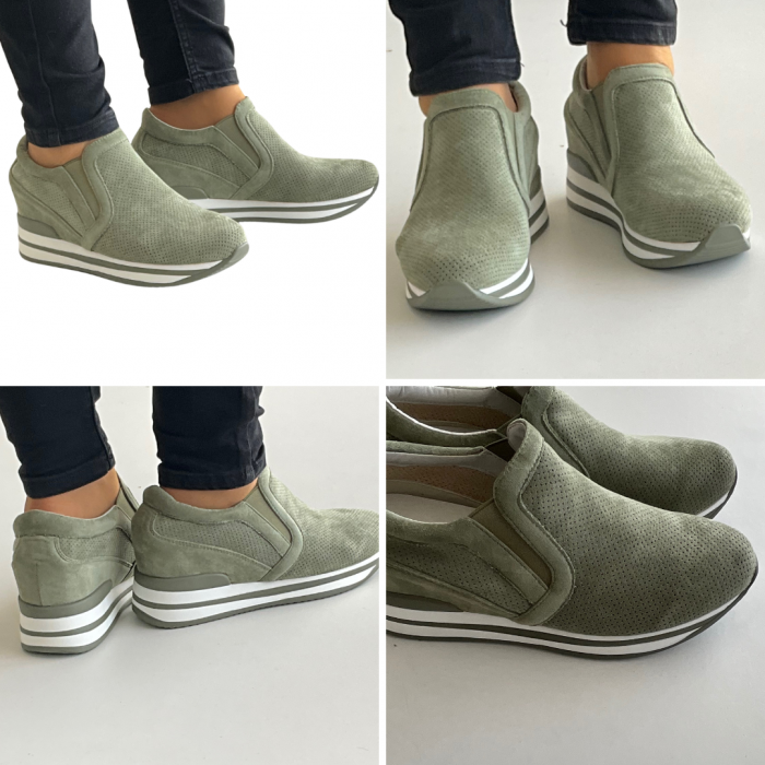 Pantofi sport de dama  verzi cu platforma H01096V [2]