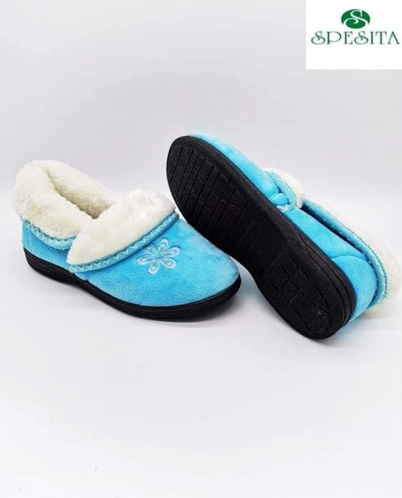 Papuci de casa pentru dama, cu blanita pe interior, gala blue, marca Spesita [1]