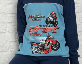 Pijama bumbac  două piese pentru baieti cu motocicleta, 6-14 ani, 8027, culoare bleumarin [2]