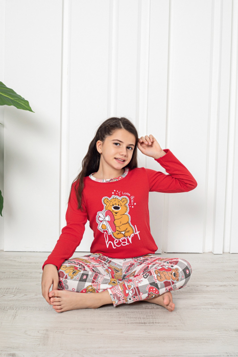 Pijama bumbac iInterlok două piese pentru fetite 6-14 ani, BERF1029 [2]