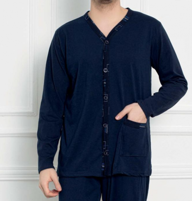 Pijama cu nasturi serie mare Battal din două piese pentru barbati, Material bumbac, big size, BAK703 [3]
