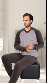 Pijama din două piese,barbati, Material polar, Lux,  7005GRI, 100%micro [3]