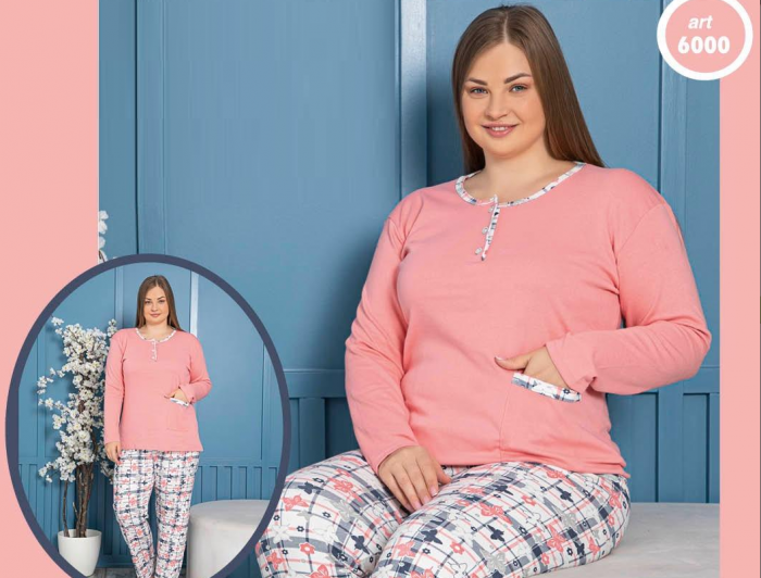 Pijama din două piese marime mare, Material Bumbac, Batal Berfin 6000 [3]