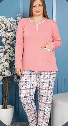 Pijama din două piese marime mare, Material Bumbac, Batal Berfin 6000 [2]