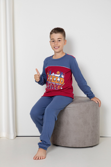Pijama din două piese pentru baieti, Material bumbac Interlok, Berfin 081 [2]