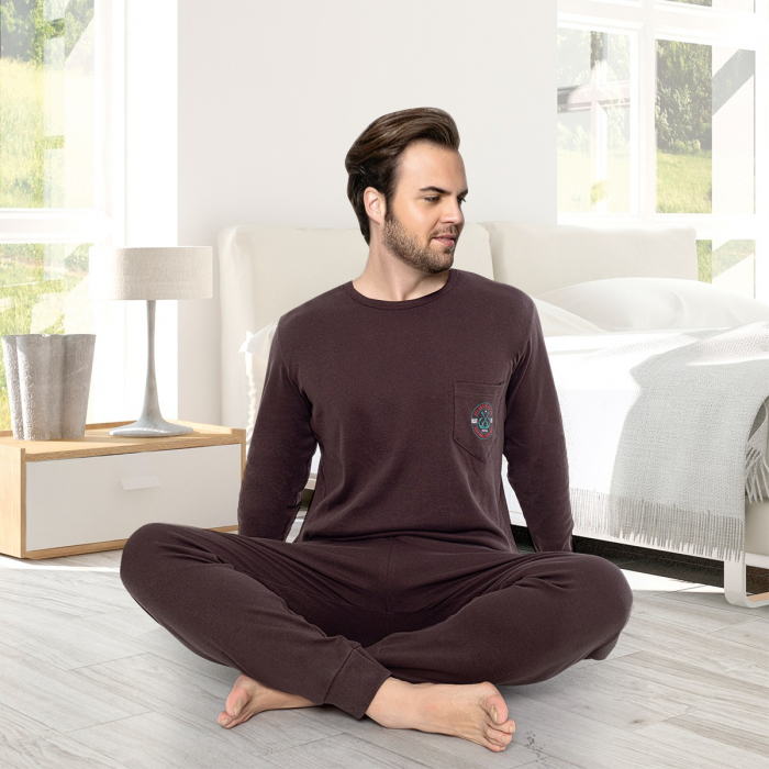 Pijama din două piese pentru barbati, Material bumbac Interlok, Berfin 8063 [2]