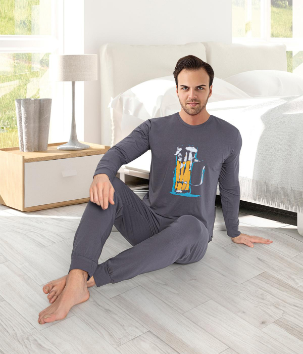 Pijama din două piese pentru barbati, Material bumbac Lycra, BAKI207 [2]