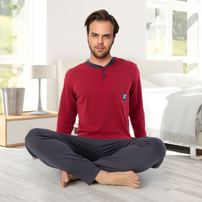 Pijama din două piese pentru barbati, Material bumbac Interlok, Berfin 8055 [2]