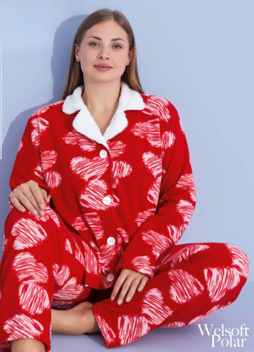 Pijama femei cocolino serie mare Battal, din două piese, Material 100% micro, PIJ55401 [1]
