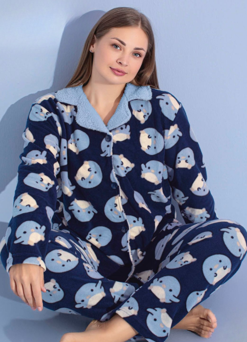 Pijama femei cocolino serie mare Battal, din două piese, Material 100% micro, PIJ55228 [1]