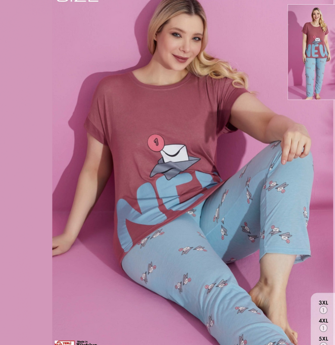 Pijama femei serie mare Battal, din două piese, Material 100% Viscon, Lux PIJ32839 [1]