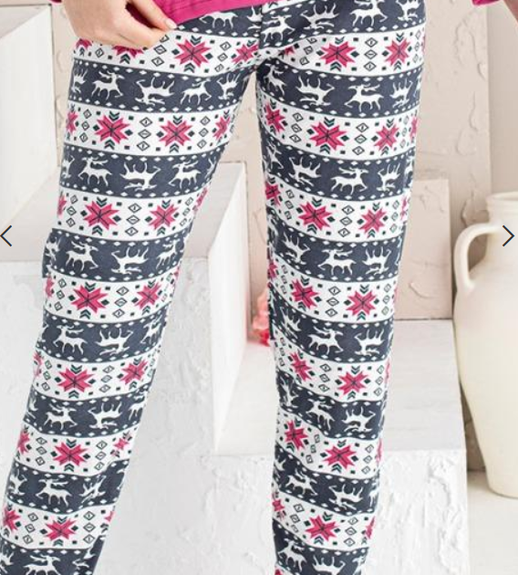 Pijama FEMEI cu tematica de Craciun, din două piese, Material 100% bumbac, Lux,  2041Roz, model cu reni [4]