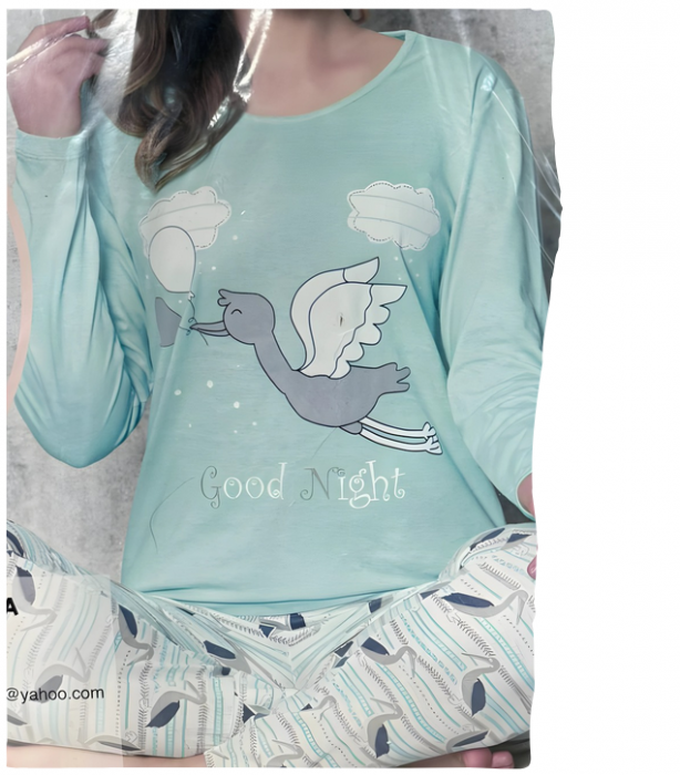 Pijama FEMEI din două piese, Material 100% bumbac subtire, BERF3006 bleo [1]
