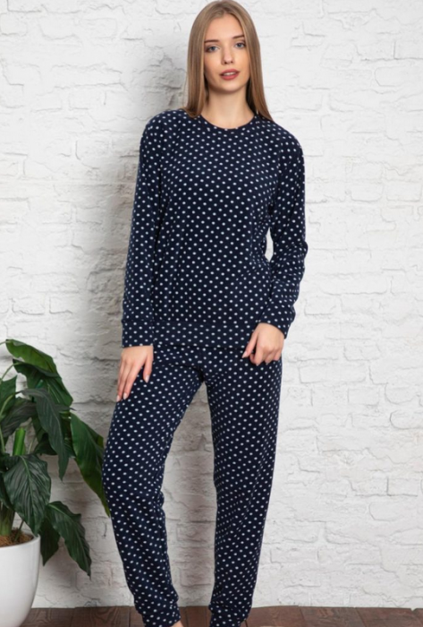Pijama FEMEI polar, din două piese, Material 100% micro, Lux,  500 Bleomarin cu tematica de craciun [2]