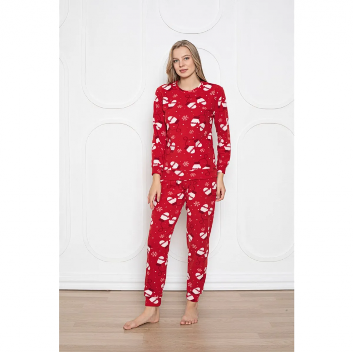 Pijama FEMEI polar, din două piese, Material 100% micro, Lux,  BAK06 manusi rosu cu tematica de craciun [3]