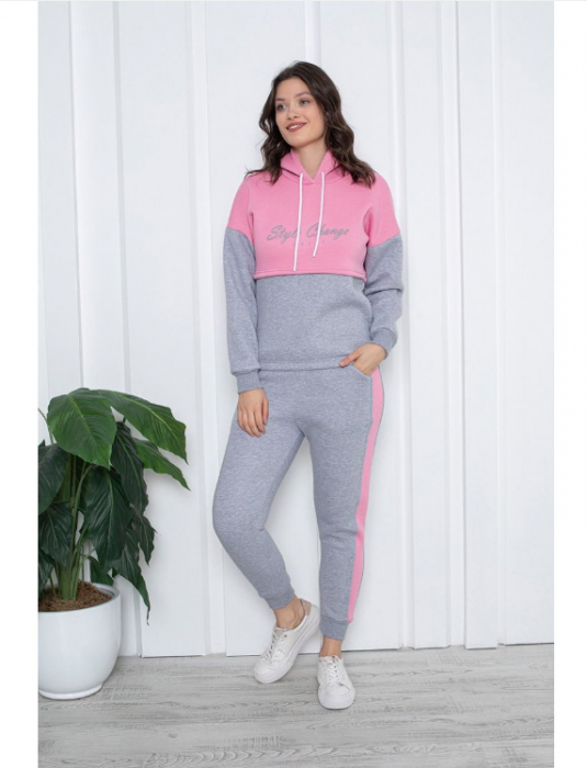 Trening Dama Vatuit, din două piese, Material bumbac, Lux,  BAK20 Roz [2]
