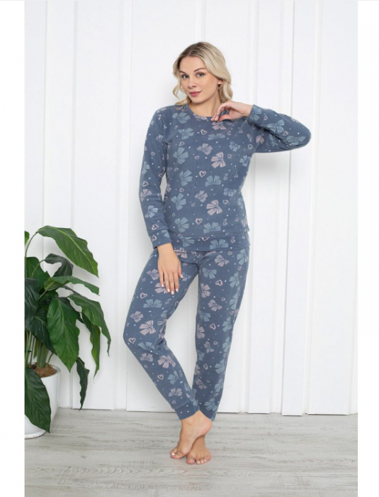 Pijama FEMEI polar, din două piese, Material 100% micro, Lux,  BAK19  albastru [2]