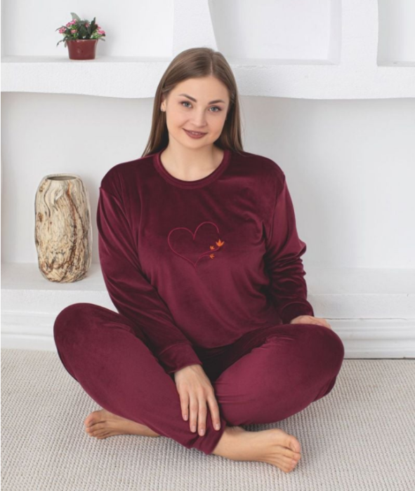 Pijama FEMEI batal din catifea din două piese, Material 90% MIKRO+10% ELASTAN, BAK104 [2]