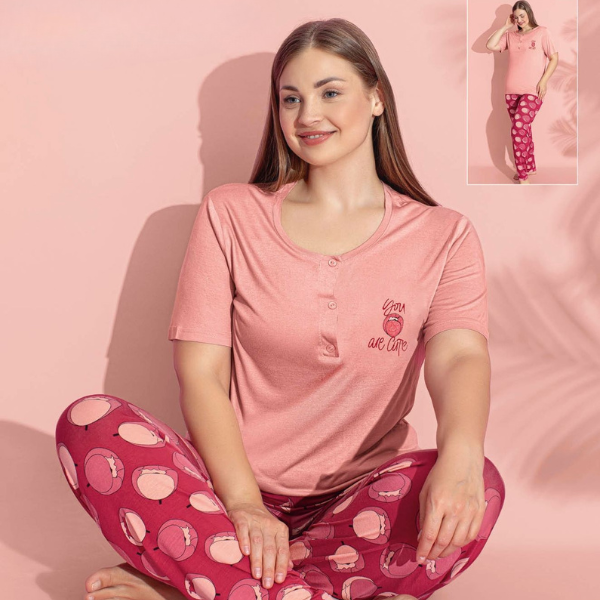 Pijama femei serie mare Battal, din două piese, bumbac , Lux PIJ300281 [1]
