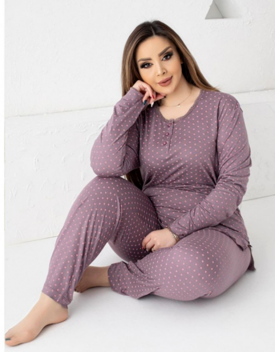 Pijama FEMEI serie mare Battal, din două piese, Material 100% Viscon, Lux,  BAK13 [1]