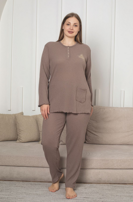 Pijama FEMEI serie mare Battal, din două piese, Berfin Fitil 709 [2]