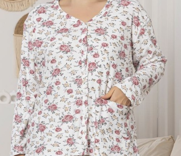 Pijama FEMEI serie mare Battal, din două piese, Material Bumbac, Lux, BERF1011 [3]