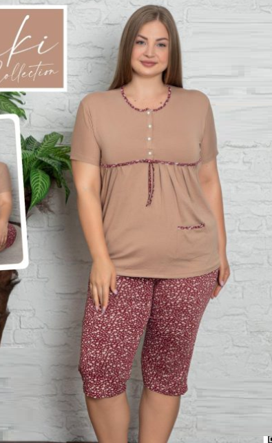 Pijama FEMEI serie mare Battal, din două piese, Viskon Batal Capri510 [3]