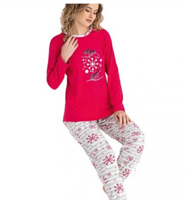 Pijama FEMEI din două piese, Material Bumbac, Lux, BERF2042 roz [2]