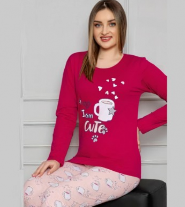 Pijama FEMEI cute, din două piese, Material 100% bumbac subtire, BAK2002 [2]