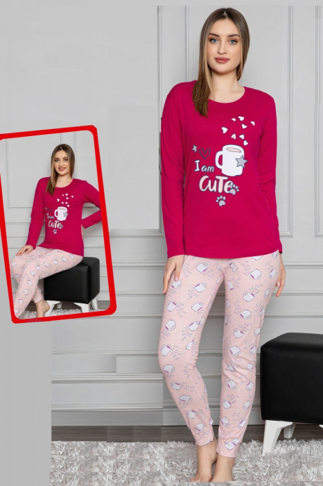 Pijama FEMEI cute, din două piese, Material 100% bumbac subtire, BAK2002 [1]