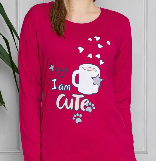 Pijama FEMEI cute, din două piese, Material 100% bumbac subtire, BAK2002 [3]