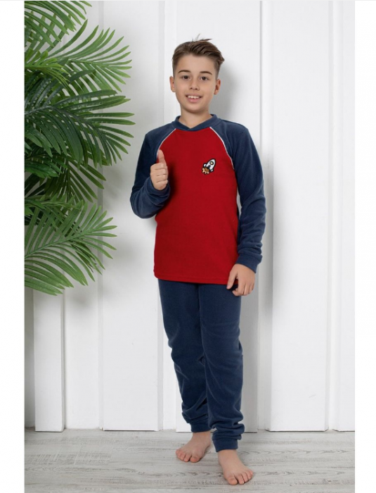 Pijama Polar din două piese pentru baieti, 6-14 ani, BAK15, culoare VISINIU [2]