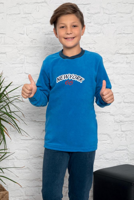 Pijama Polar din două piese pentru baieti, 6-14 ani, 8001, culoare  albastru [2]