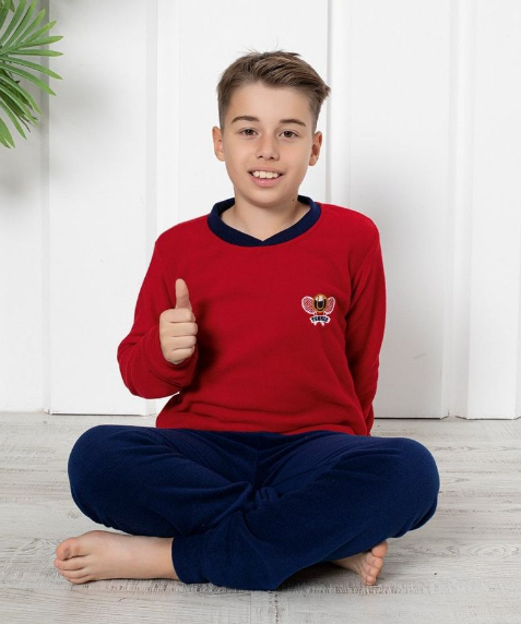 Pijama Polar din două piese pentru baieti, 6-14 ani, BAK22 culoare ROSU [2]