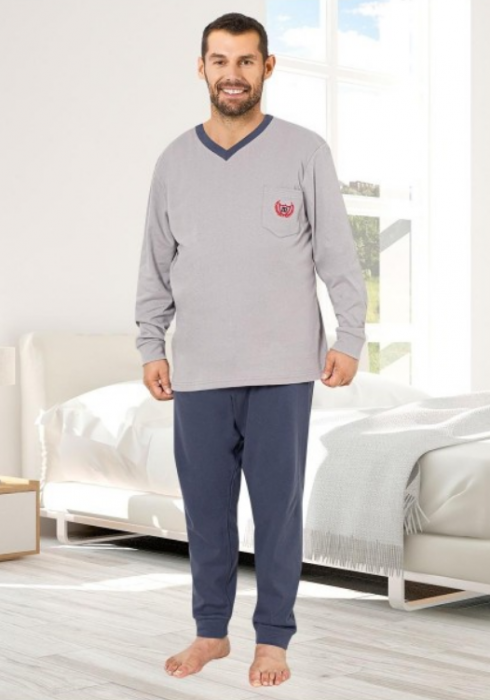 Pijama serie mare Battal din două piese pentru barbati, Material bumbac, big size, 3006 [1]