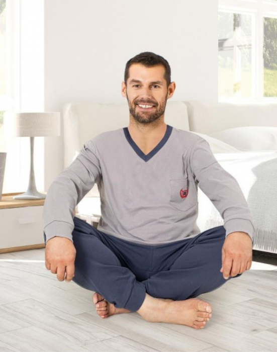 Pijama serie mare Battal din două piese pentru barbati, Material bumbac, big size, 3006 [2]