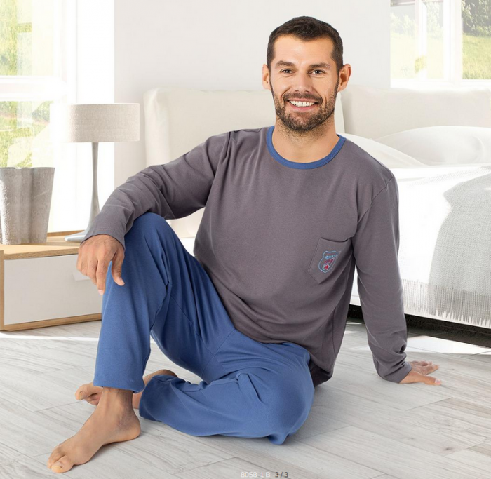 Pijama serie mare Battal din două piese pentru barbati, Material bumbac, big size, 8058-1 [2]