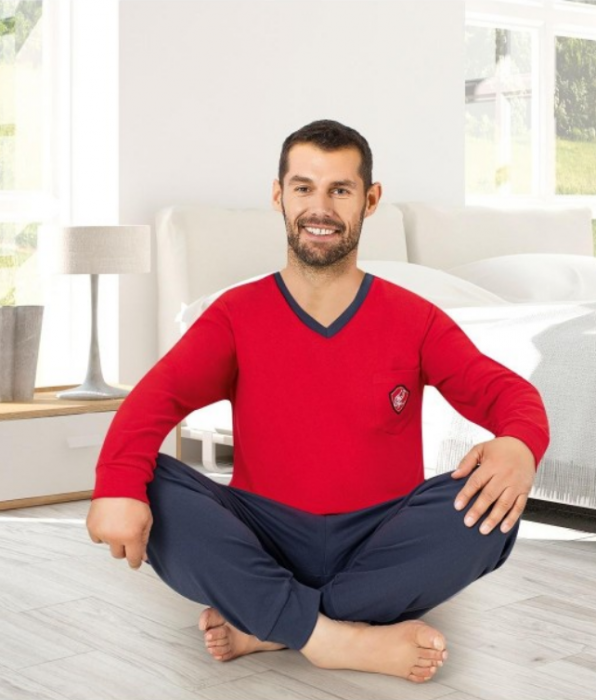Pijama serie mare Battal din două piese pentru barbati, Material bumbac, big size, 3008 [1]