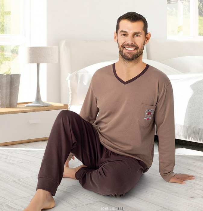 Pijama serie mare Battal din două piese pentru barbati, Material bumbac, big size, 8049-1 [2]