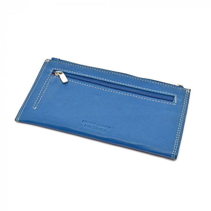 Port Card Leo Din Piele Naturala Albastru [2]