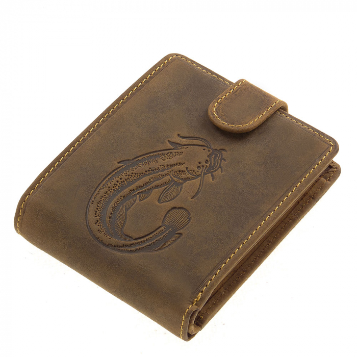 Portofel Handmade Din Piele Naturala De Bovina Green Deed Fish [2]