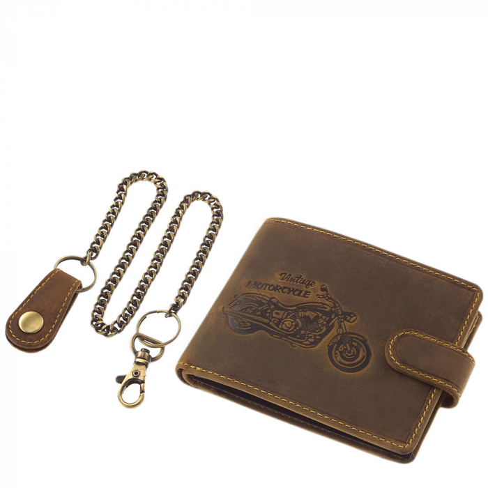 Portofel Handmade Din Piele Naturala De Bovina Green Deed Motorcycle [2]