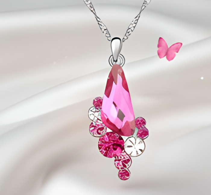 Promo Colier ANGEL DROP  rose cu cristale + cercei asortati CADOU [6]